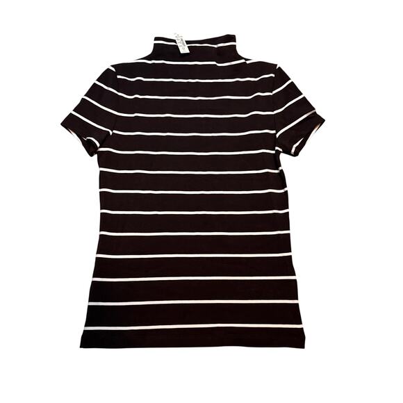 NWT Madewell Striped Mockneck Slim Fit Tee XXS Brown White Short Sleeve - Picture 6 of 9